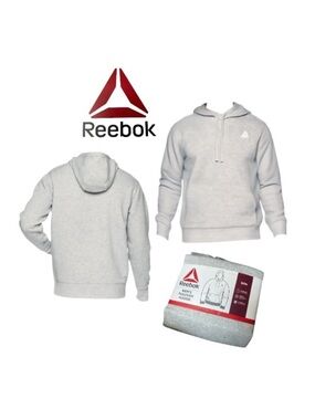 Reebok Gray Delta Logo Fleece Hoodie Sweatshirt